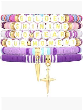 Polymer Clay Beaded Strand Bracelets Set, One Size Fits All